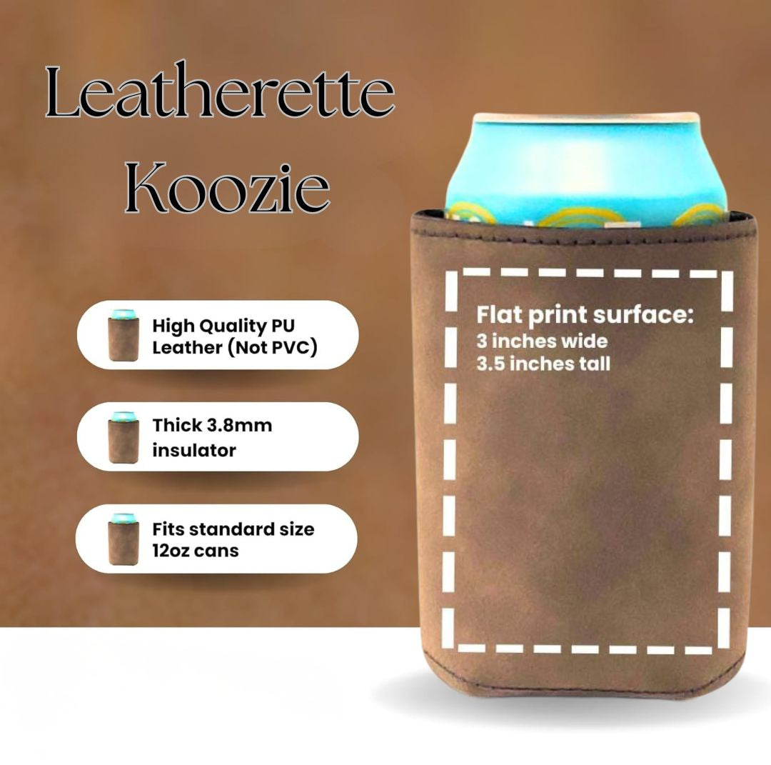 Dark Brown Leatherette Koozie