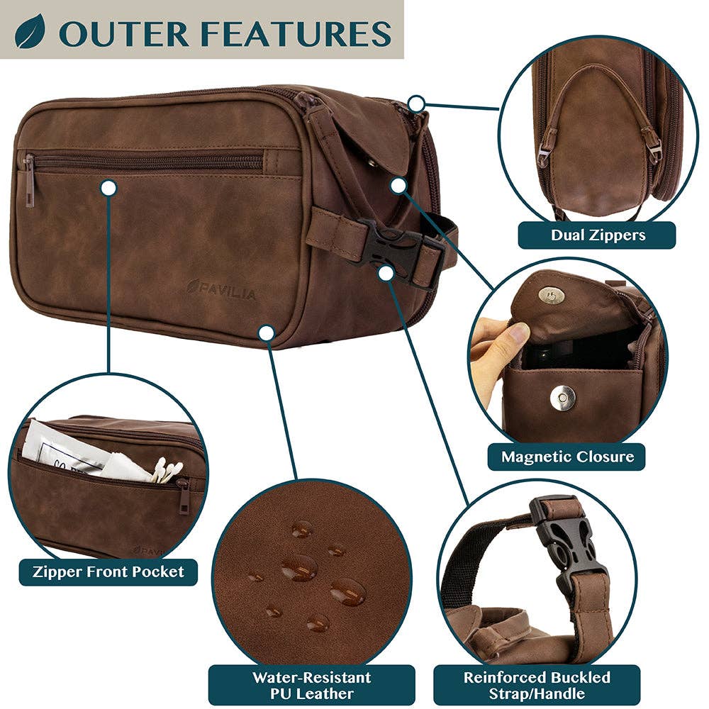 Men's Classic Toiletry Bag with Personalized Leather Patch