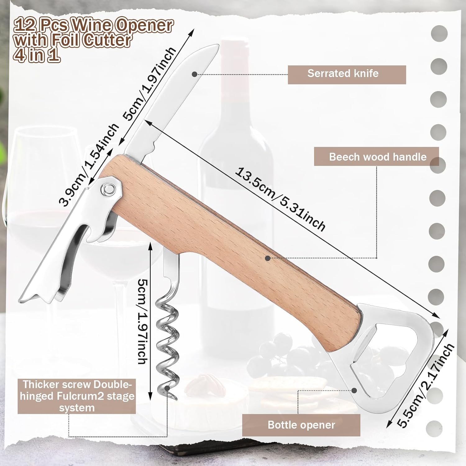4-in-1 Wooden Wine Bottle Opener