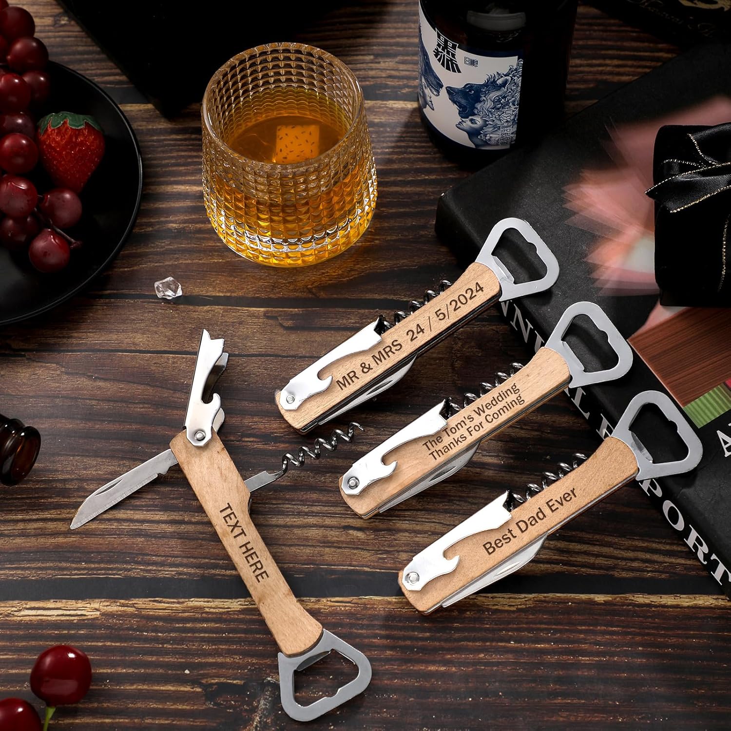 4-in-1 Wooden Wine Bottle Opener