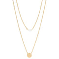 16 +2" Pearl and Disk Layered Necklace