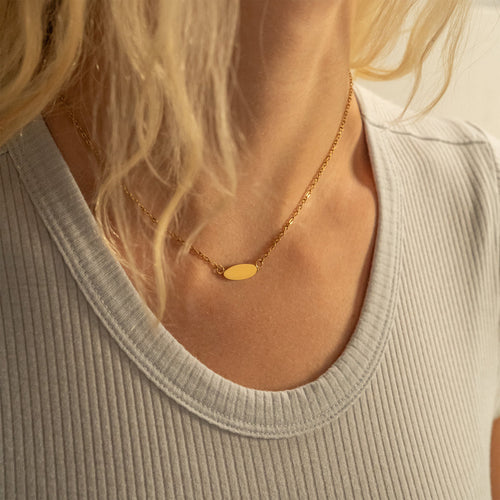 16 +2" Petite Oval Pendant Necklace