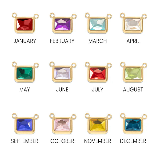 Emerald Shape Birthstone Connector Charm