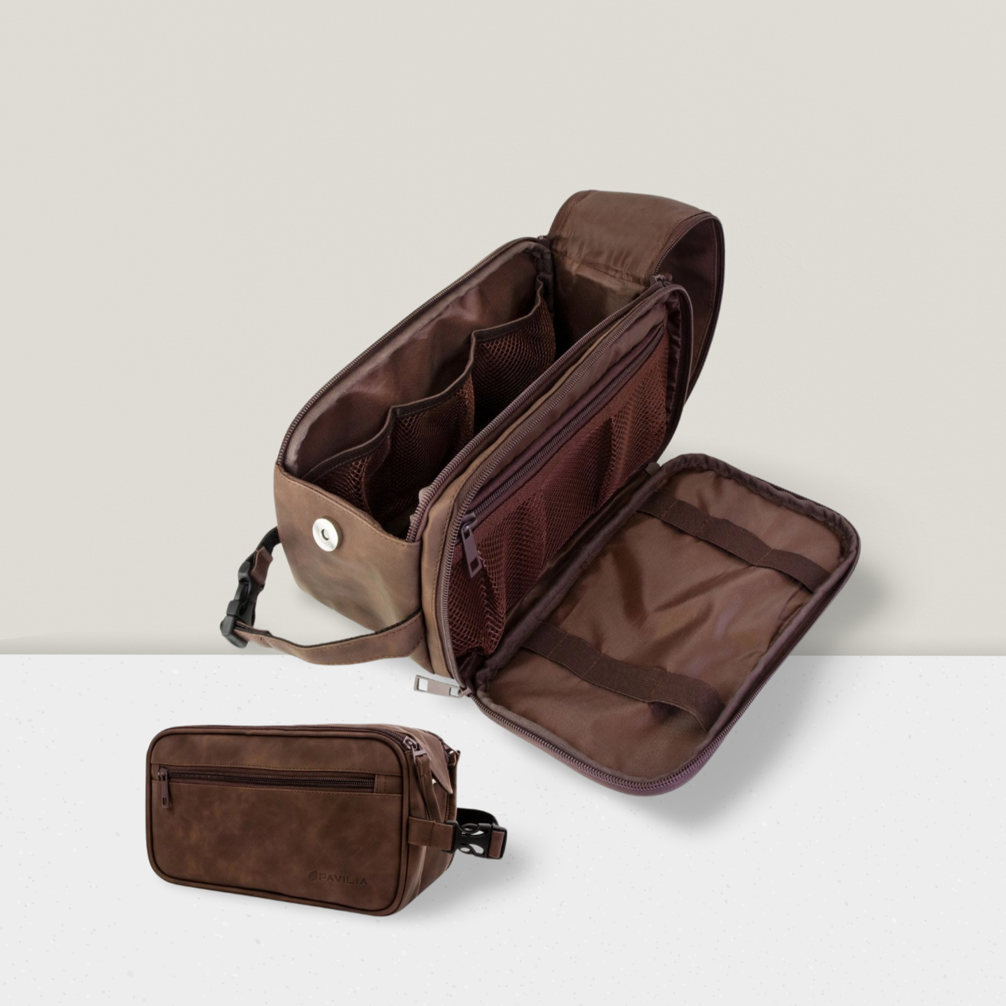 Men's Classic Toiletry Bag with Personalized Leather Patch