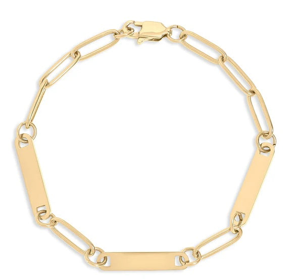 7" Paperclip Triple Bar Bracelet