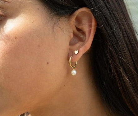 Pearl Drop Hoop Earrings