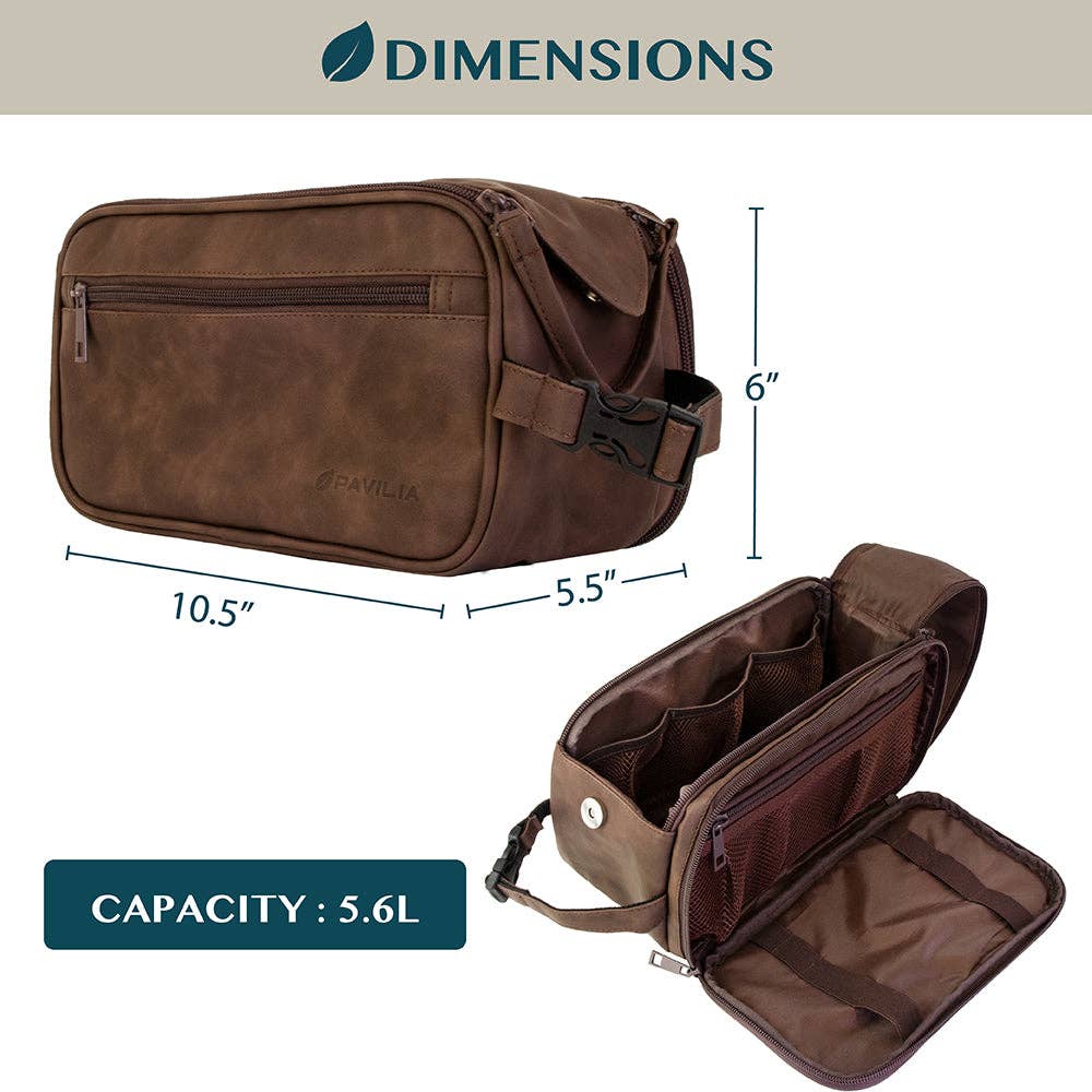 Men's Classic Toiletry Bag with Personalized Leather Patch