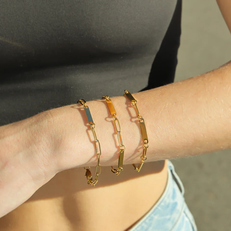 7" Paperclip Triple Bar Bracelet