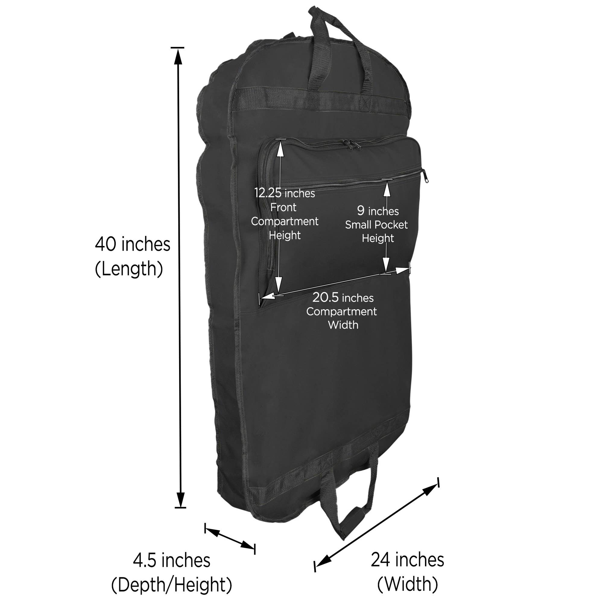 Black 39" Foldable Garment Bag with Personalized Leather Patch