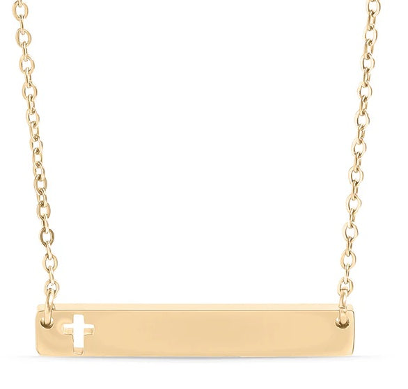 18" Cutout Cross Bar Necklace