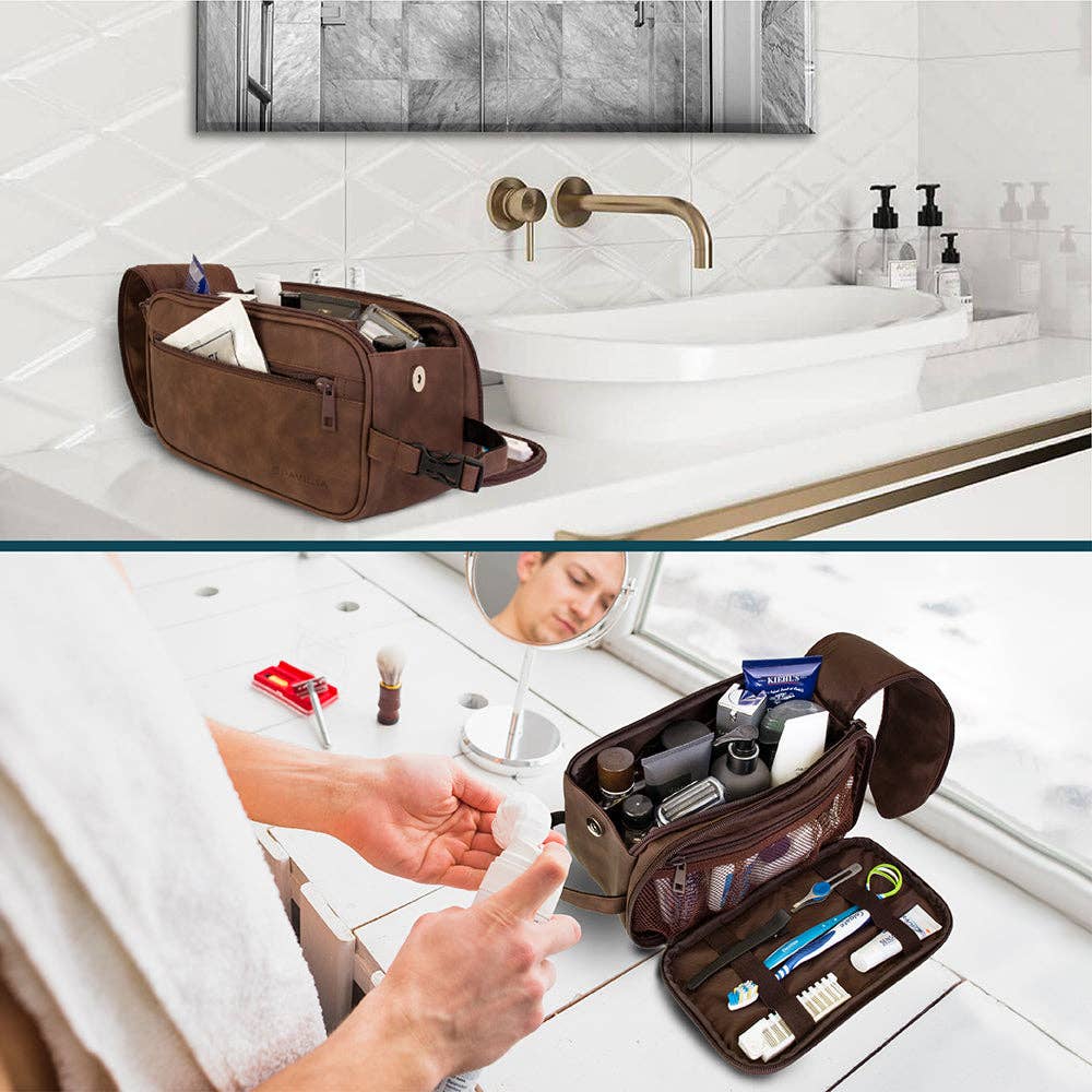 Men's Classic Toiletry Bag with Personalized Leather Patch