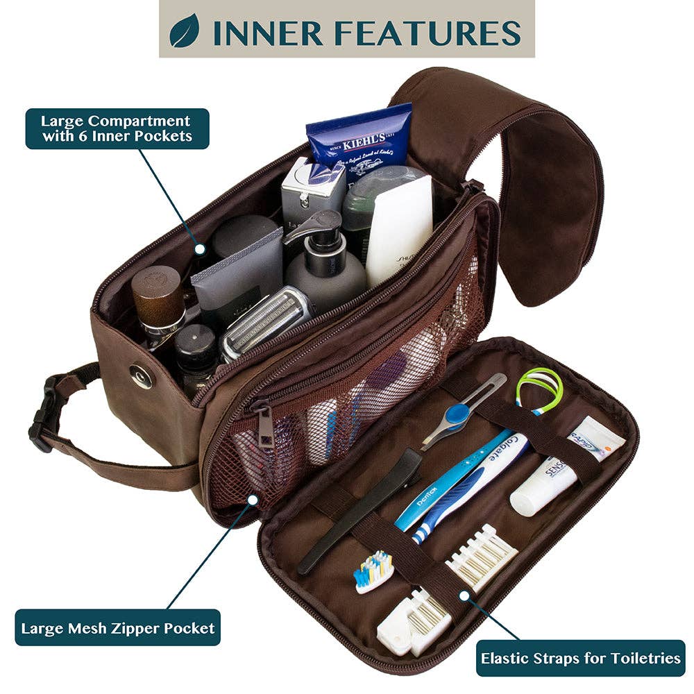 Men's Classic Toiletry Bag with Personalized Leather Patch