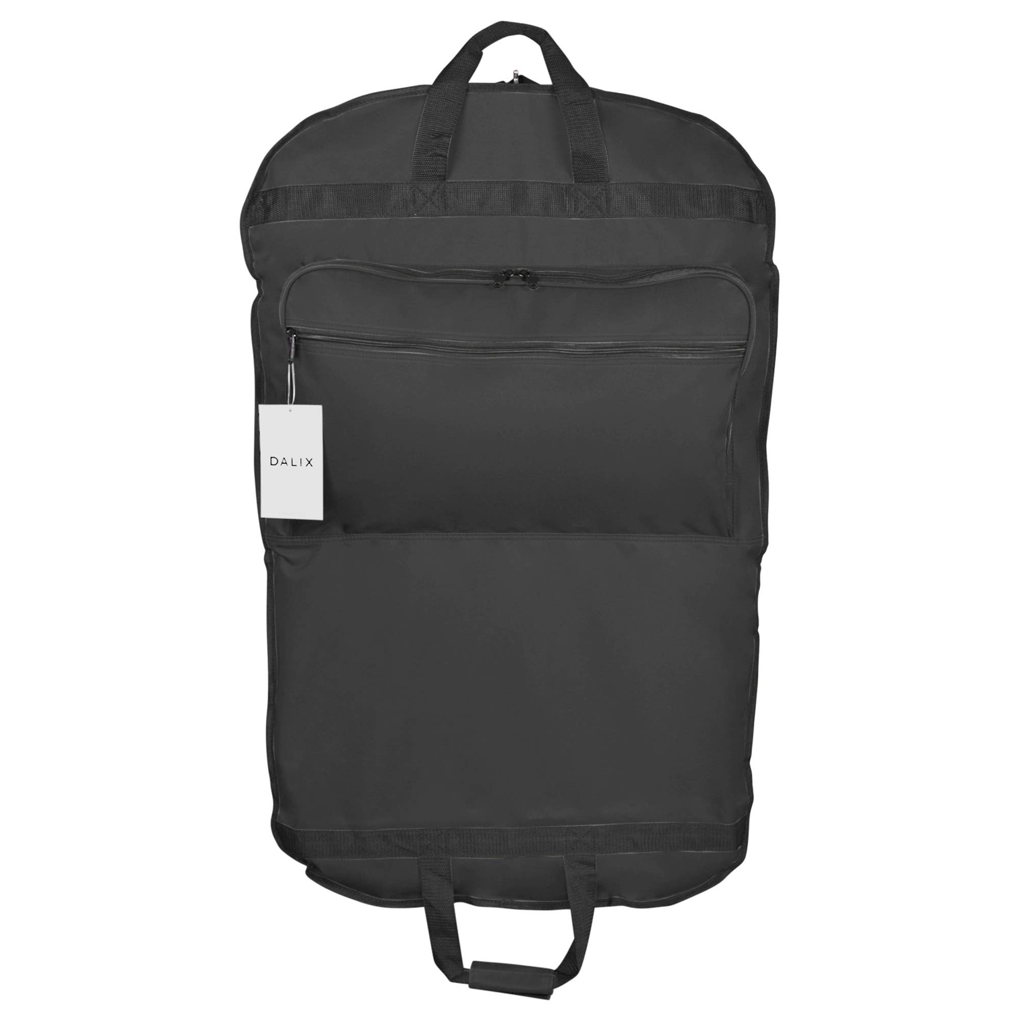 Black 39" Foldable Garment Bag with Personalized Leather Patch