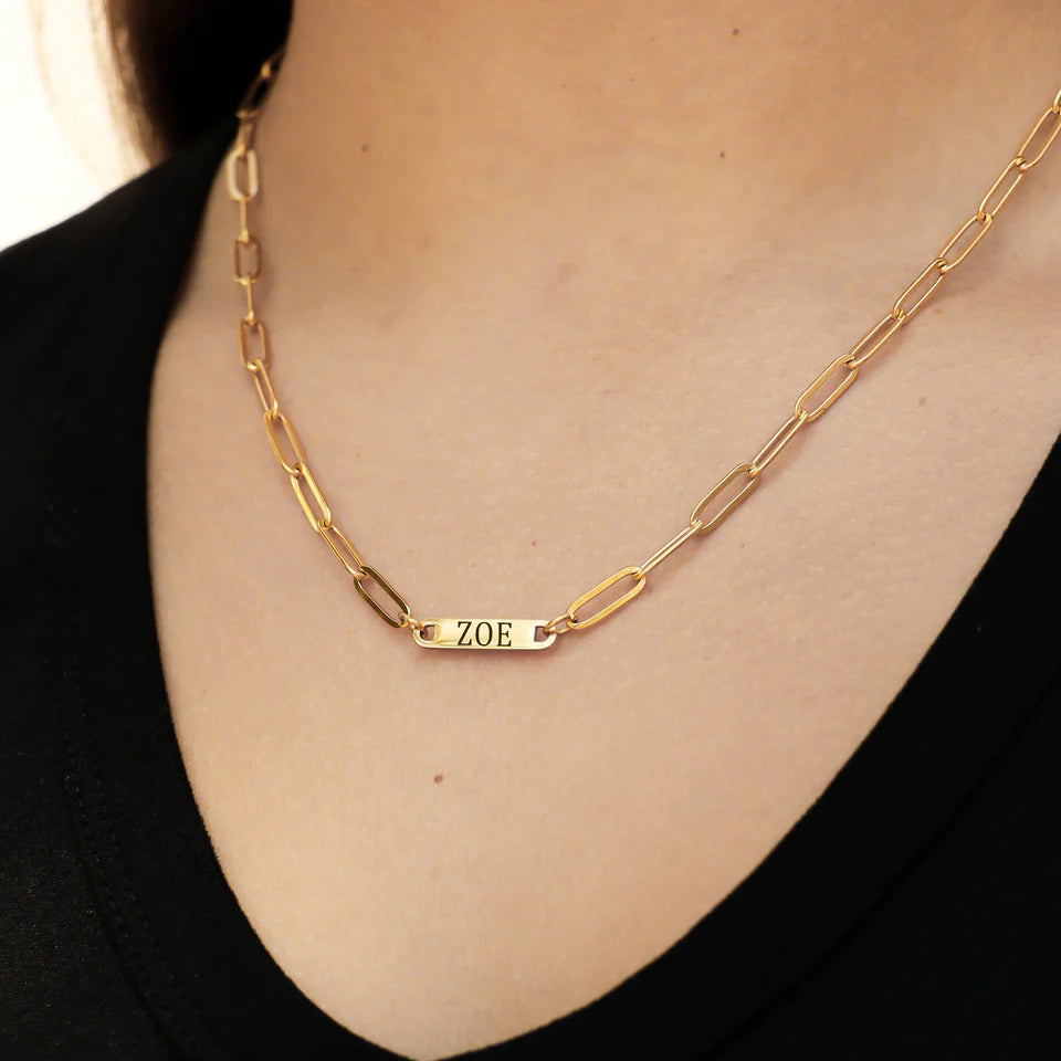 18" Paperclip Single Bar Necklace