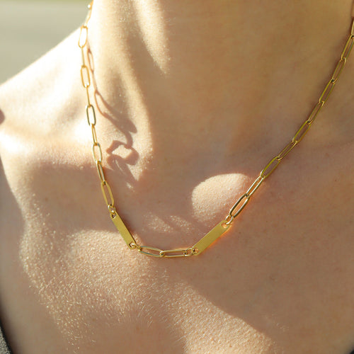 16 +2" Paperclip Double Bar Necklace